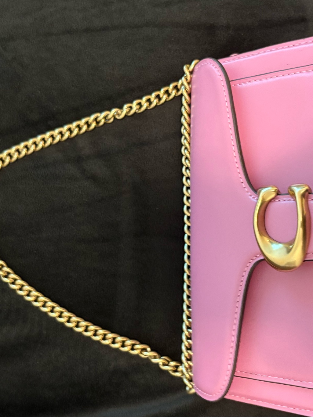 Pink Gold-Accent Leather Coach Shoulder Bag